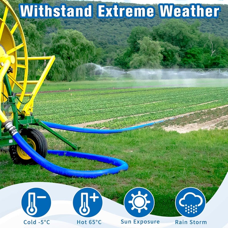 MYFAMIREA 1.25 IN x 30 FT Pool Backwash Hose Heavy Duty Drain Discharge Double PVC Layflat Hose with 2 Clamp, Weatherproof Burst Resistant for Water Transfer, Sump Pump, Pool Filter, Drain (9.2M,Blue) - Image 5